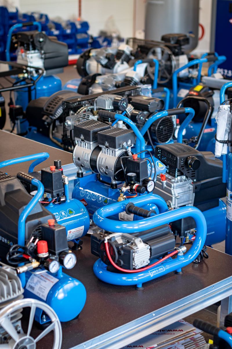 Silent compressors displayed in a store